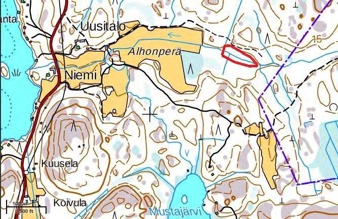 39. Mustajärven pohjoispuolinen puronvarsi Puronvarsi sijaitsee Taipaleenjärven itäpuolella metsäisessä ympäristössä.