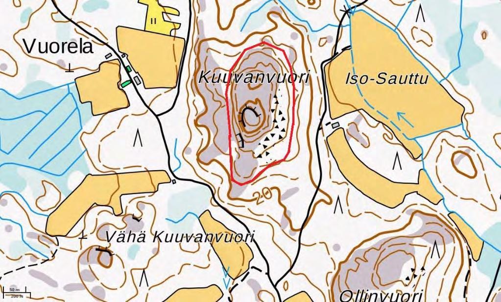 44. Kuuvanvuori Kuuvanvuori sijaitsee Kuuvantaassa Sautunjärven eteläpuolella. Vuori on korkea, lähes kokonaan mäntyjen peittämä kallioalue, jolta on hyvä näkymä ympärillä olevien metsien yli.