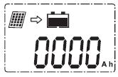 LCD näyttötila No.2 Kuorman purkuvirta LCD näyttötila No.3 Aurinkokennojärjestelmän kokonaislataus Ah LCD näyttötila No.4 Akun kokonaispäästö Ah LCD näyttötila No.