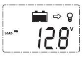 4V 24V järjestelmä:asetusalue on 20.8V - 22.8V LCD näyttötila No.7 Matalajännitteen uudelleenkytkemisen asettaminen: Jos painat pitkään (5s) menu näppäintä pääset asetustilaan (data vilkkuu).