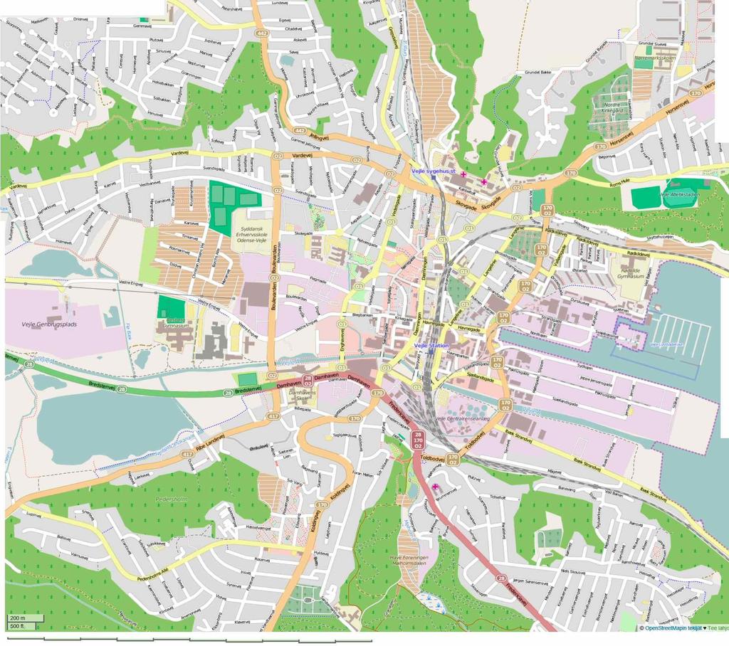 KAUPUNKIJÄRJESTELMÄT - URBAN FABRICS Kaupunki 1 km Vejle 2014 KAUPUKIJÄRJESTELMIEN ALUEET Vejle 2014 Ydinalue (0-1 km) 1 km CBD kolmen kaupunkijärjestelmän yhdistelmä Järjestelmiä