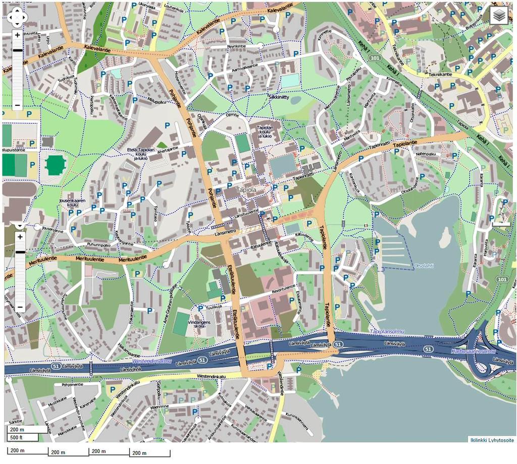 KAUPUNKIJÄRJESTELMÄT - URBAN FABRICS Kaupunki 1 km Tapiola 2013 KAUPUKIJÄRJESTELMIEN ALUEET Jalankulkukaupunki Ydinalue (0-1 km) Päivittäistavaramyymälät säde 300 m 1 km CBD kolmen