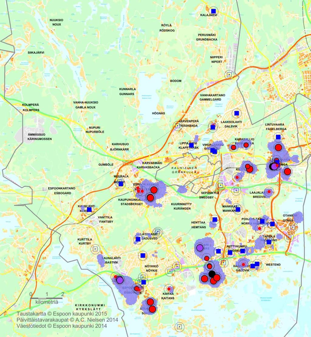 KOLME KAUPUNKIJÄRJESTELMÄÄ Metropolialue 8 km Tunnistaminen