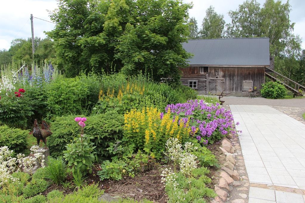 Aistipuutarha (sensory garden) Perinteiset puutarhaaiheet ja runsas kasvivalikoima, jossa on eri värejä, muotoja ja tuoksuja.