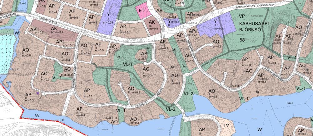 2 / 6 Karhusaaren kaavarunko (Saija): Karhusaaren kaavarungon pohjalta tehdään asemakaavamuutoksia. Ensimmäinen muutos kohdistuu siis Karhusaaren eteläosaan.