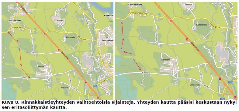 Tarkastelut Rinnakkaistieyhteys toteutettu ja Ruskilantie suljettu 2040 Tarkasteluissa selvitettiin Tervasmäen ja Nakkilan keskustan eritasoliittymän välisen Vt2:n rinnakkaistieyhteyden vaikutuksia