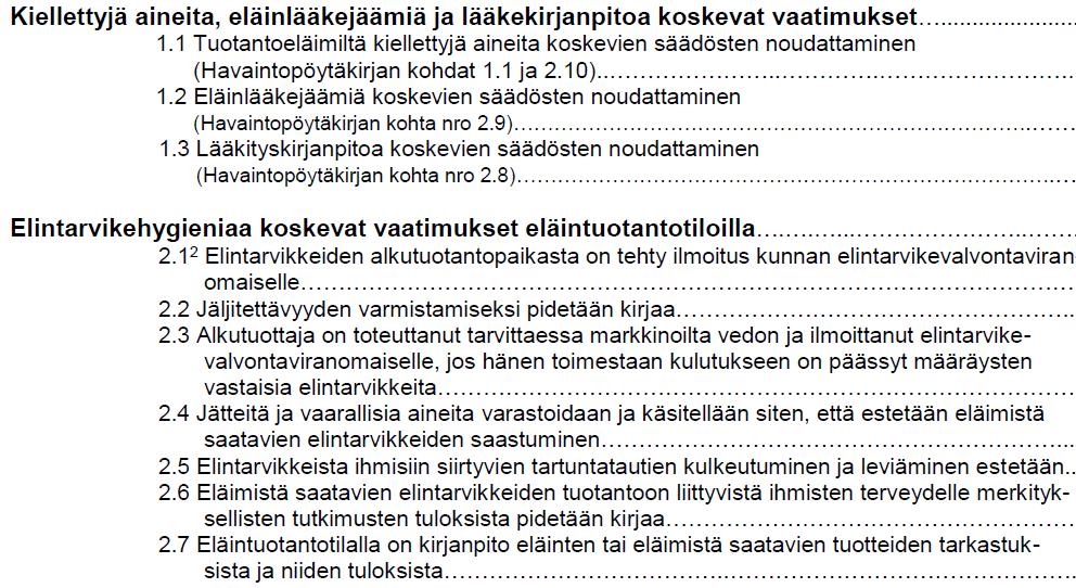 Eläintuotantotilat Eläimistä saatavien