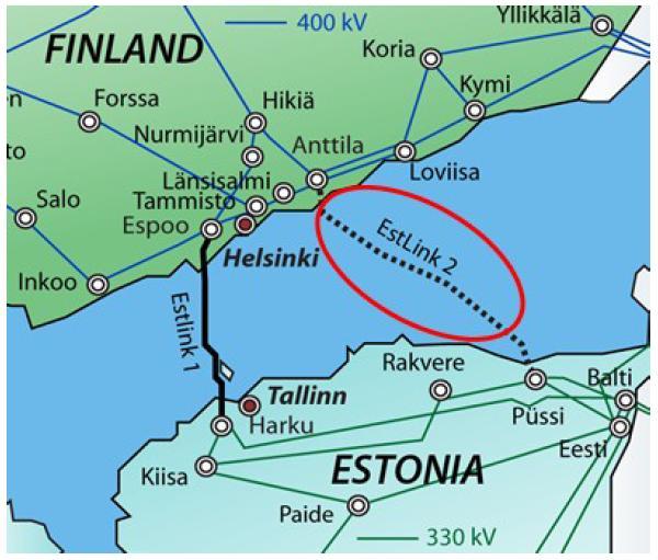CASE Estlink2 ESTLINK 2 HVDC yhteys Suomi-Viro, Anttila-Püssi 650MW - 450kV SJ