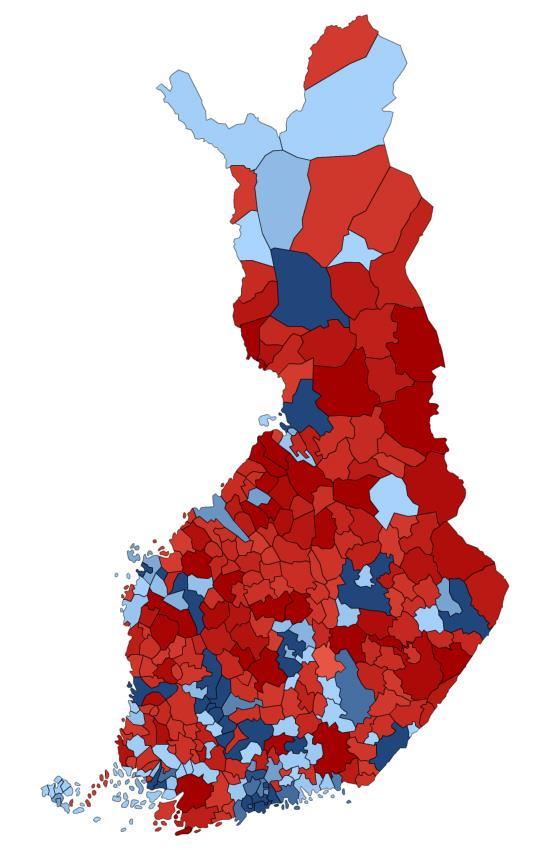 KUNTIEN KOKONAISNETTOMUUTTO VUOSINA 2010-2016/9 Kokonaisnettomuutto kunnittain vuosina 2010-2016/9 MUUTTOVOITTOA (107) MUUTTOTAPPIOTA (206) 313. Raahe -1 335 312. Kuusamo -1 039 311. Kajaani -924 310.