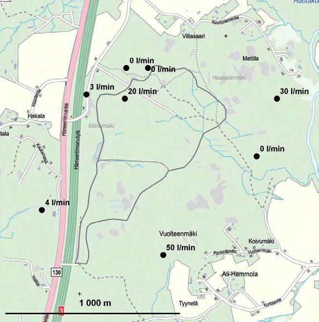Kuva 5.27. Mäntymäen hankealueen ympäristöstä kartoitetut lähteet.