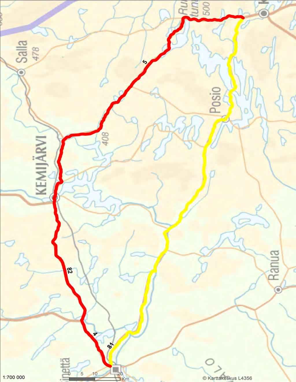 Varareittien liikenteenohjauskuvat Kantatie 81 Liite 6 VARAREITTI : 81R01 SAARENKYLÄ - RANTALAHTI SEKTORI: 81/1a - 81/33b Varareitin pituus 214,2 km