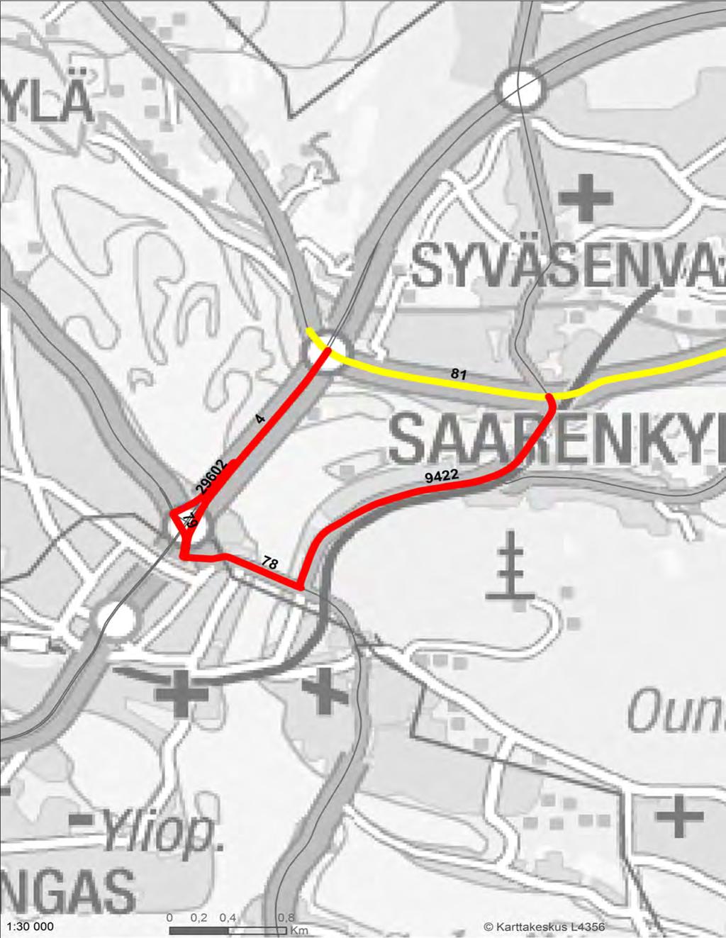 Liite 6 Varareittien liikenteenohjauskuvat Kantatie 81 VARAREITTI : 81R11 SAARENKYLÄ - SUUTARINKORVA SEKTORI: 81/1a