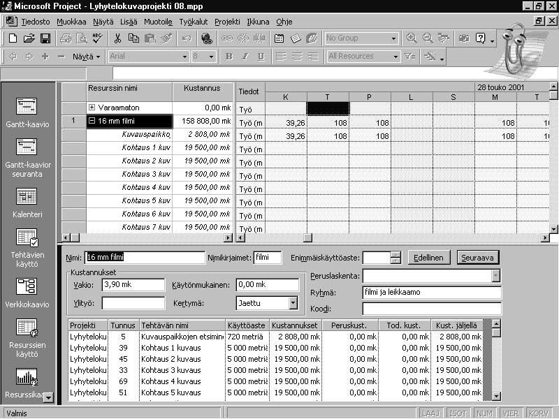 188 Microsoft Project 2000 Trainer Varaa resurssit -valintaikkunassa ja muissa paikoissa, joissa resursseja varataan.