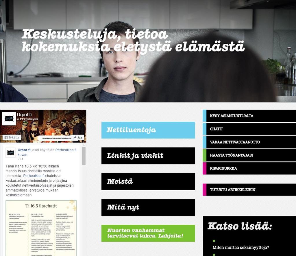 Urpot.fi Urpot.fi-verkkopalvelu tarjoaa tietoa ja tukea murrosikäisten vanhemmille.