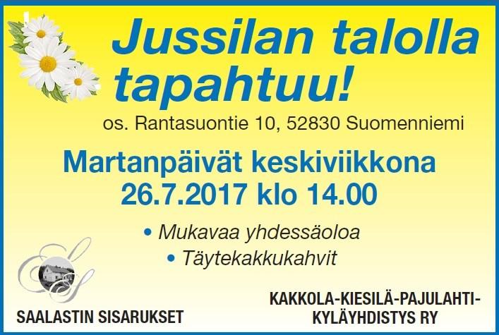 SUOMENNIEMELLÄ 2017 Kirkonkylällä lauantaisin klo 10-12 10.6.