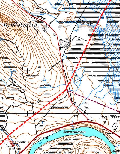 34 sähköyhtiölle (Koillis-Lapin Sähkö Oy) voimajohdon liityntä mahdolliseen Savukosken haaran (kuvassa 5.5 ruskea katkoviiva).