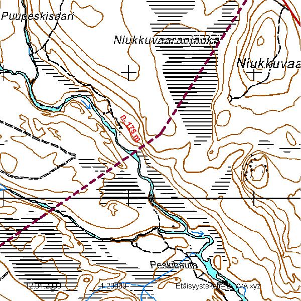 42 Kuva 5.14 Vaihtoehto VE1.5 Ala-Arajoen kohdalla. 5.2 Hylätyt vaihtoehdot Voimajohdon YVA-ohjelmassa esitelty alavaihtoehto VE1.