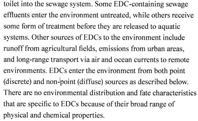EDCs kohtalo ja alkuperä ympäristössä (HDCsBergman, Heindel& al., 2012) Ks.