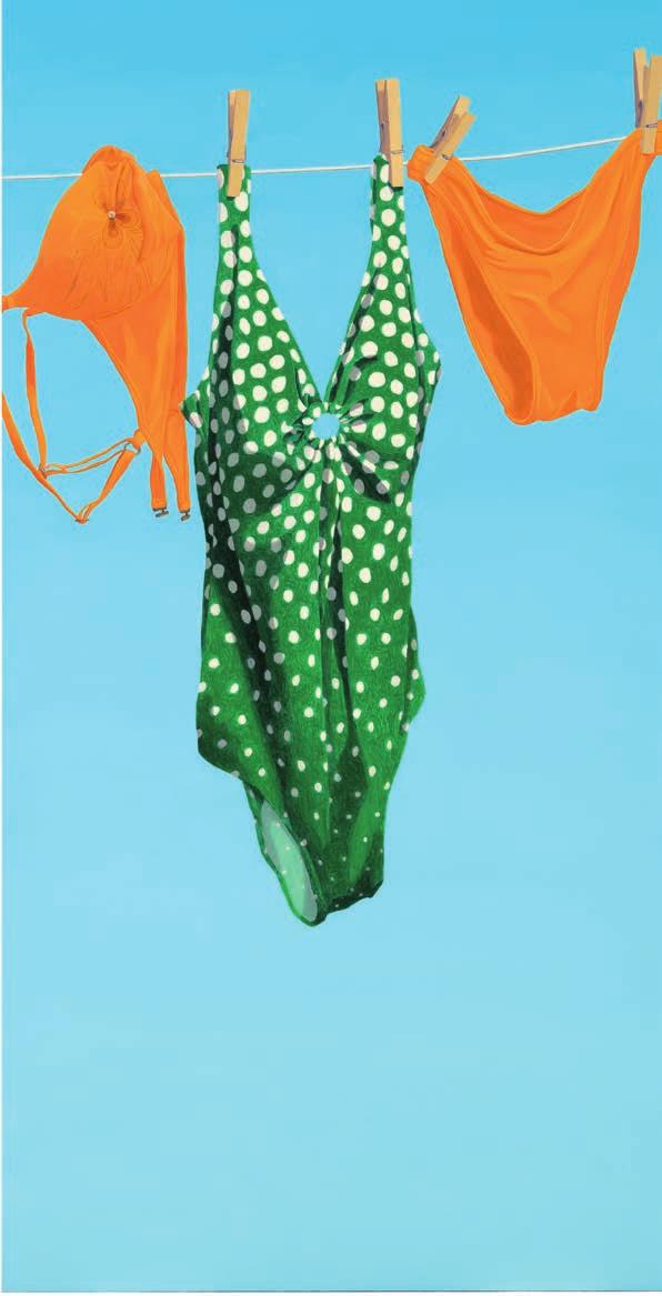 Leonora Fredriksson: Uikkarit narulla Swimsuits on the Clothesline, 2017, öljy mdf-levylle oil on mfd (kuva photo: Jussi