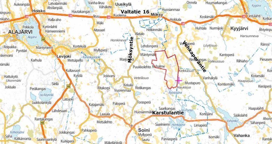 2 Liikenne ja kuljetusreitistöt Suunnittelualueen pohjoispuolella on Pohjanmaan rannikolta Ylistarosta Lapuan ja Ala-järven kautta Keski-Suomen Kyyjärvelle johtava valtatie 16.