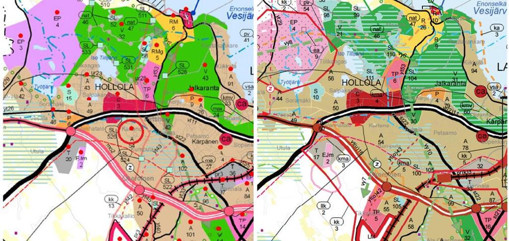 Osayleiskaava Suunnittelualue on 9..202 lainvoiman saaneessa Kuntakeskuksen osayleiskaavassa merkitty asuntoalueeksi (A) sekä lähivirkistysalueeksi (VL).