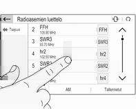 Seuraavissa luvuissa toimintavaiheet näyttöpainikkeen tai valikkokohdan valitsemiseksi tai aktivoimiseksi kosketusnäytön kautta kuvataan muodossa "...valitse <painikkeen nimi>/<kohteen nimi>/ <kuvake>".