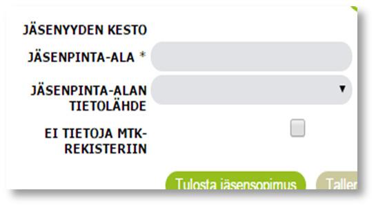 3.4.5 Jäsenpinta-alan muodostaminen ja ylläpito Jäsenpinta-ala -kenttään tuodaan automaattisesti SilvaToiminnan käyttöönoton yhteydessä asiakkaan kiinteistöjen metsäpinta-alojen summa.