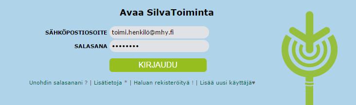 sähköpostiosoite) ja salasana.