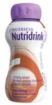 PERUSVALMISTEET Nutridrink 200 ml Maut: Banaani, kaakao, mansikka ja vanilja Sisältää runsaasti energiaa (300 kcal), proteiinia 12 g. ). Yhdessä pullossa on n.