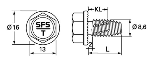 Ohutlevyjen limitykset SL3 ruostumaton limitysruuvi Maksimi porautuvuus: Teräs = 3,8 mm