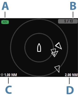 5 AIS Jos verkkoon on liitetty yhteensopiva AIS (Automatic Identification System) -järjestelmä tai AIS-yhteensopiva NMEA 2000 VHF, kaikki näiden laitteiden tunnistamat kohteet voidaan näyttää