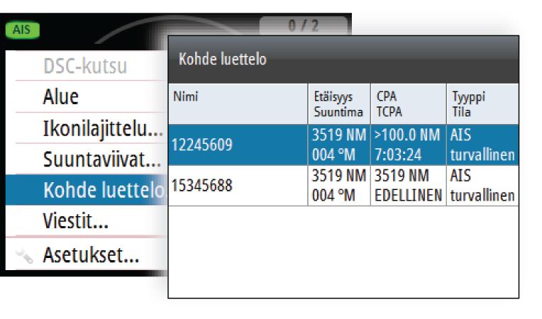 Kohdetietojen näyttäminen Yksittäisen kohteen tietojen näyttäminen Kun kohde on valittu, Enter-painikkeella saadaan näkyviin valitun kohteen yksityiskohtaiset tiedot.