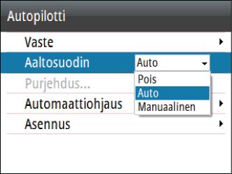 Lisää tuuliarvoa, jos asetetun tuulikulman ja todellisen tuulikulman välinen ero on liian suuri Pienennä tuuliarvoa, jos todellinen tuulikulma mutkittelee asetetun tuulikulman ympärillä tai jos
