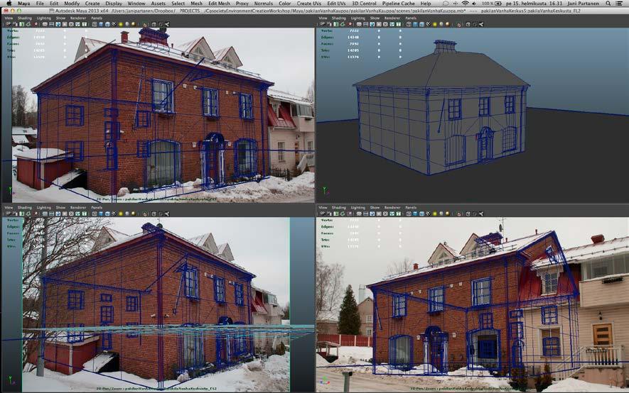 3D-mallinnusohjelmaan, jossa näiden perusteella on luotu alustava 3D-malli. Kuvio 19.