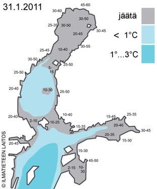 päivänä jäätä oli enää vain 5 km 2 alueella. Tämän jälkeen tammikuussa kylmemmät jaksot vaihtelivat leudompien jaksojen kanssa. Jäällinen alue laajeni ja supistui pakkasten ja kovien tuulten myötä.