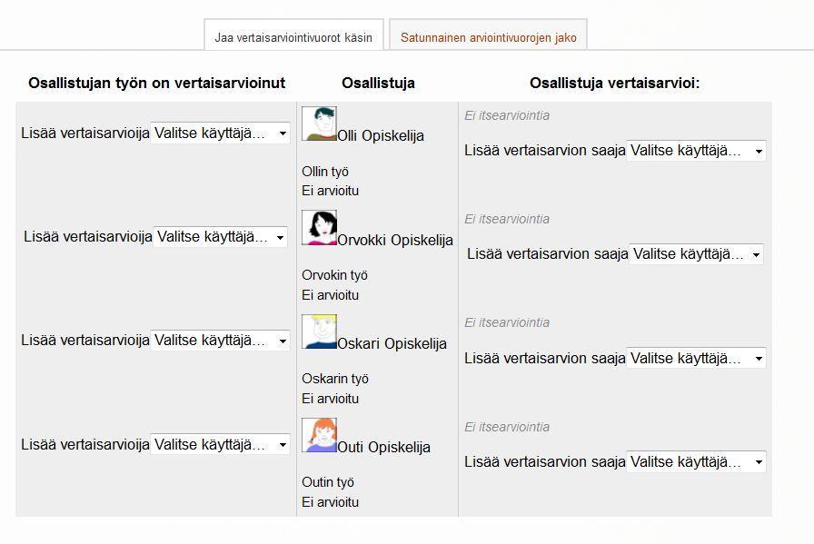 Klikkaa Jaa palautteenantovuorot linkkiä.