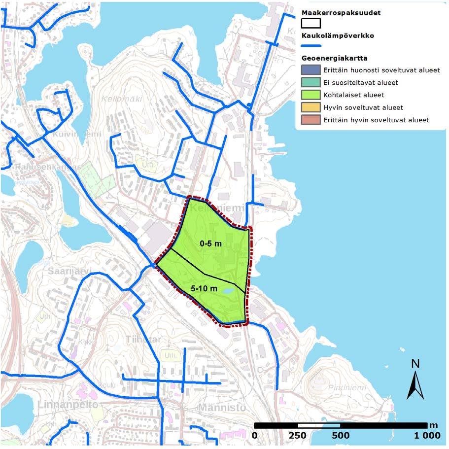 FCG SUUNNITTELU JA TEKNIIKKA OY Raportti 47 (62) Alueen maapeitteen paksuuksien vaihteluväli on arvioitu 0 10 metriä.