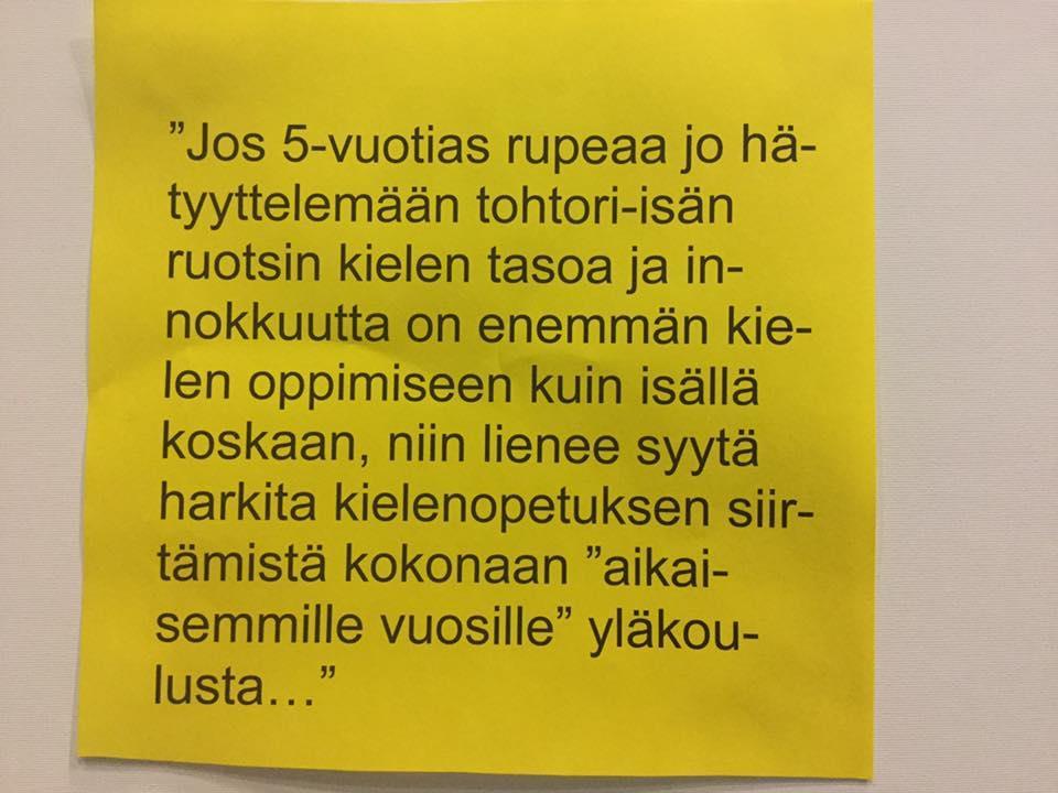 A1-kielet alakoulussa Erään isän palaute Ristonmaan