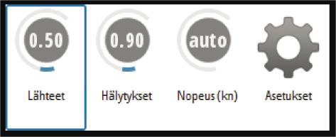 Peräsimen palkki Peräsimen asennon ilmaisin analogisella ja digitaalisella näytöllä.