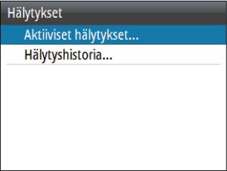 Hälytysviestit säilyvät hälytyshistorian valintaikkunassa, kunnes ne poistetaan