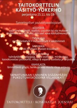 merkeissä. Yökerhon tyyliin ohjelmassa oli myös musiikkia pianistin säestyksellä ja kuohuvaa juomaa & herkkuja Kauppaneuvoksen kahvilassa.