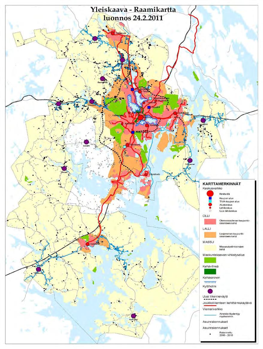 60 Yleiskaavatoimikunta hyväksyi yleiskaavan tavoitteita koskevan aineiston eli raamikartan ja tätä selventävän selostuksen eli raamikirjan asetettavaksi julkisesti nähtäville kokouksessaan 7.3.2011.