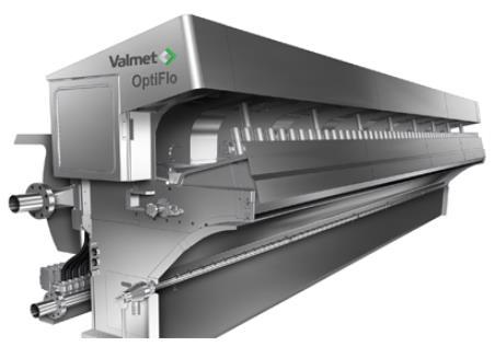 11 Kuvio 6. Valmet OptiFlo hydraulinen perälaatikko (Valmet 2016.) 3.2 Viiraosa Kaikkien paperi- ja kartonkilajien rakenteelliset ominaisuudet määräytyvät valtaosin jo viiraosalla.