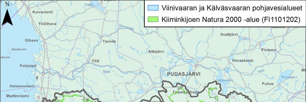 10 4 NATURA-ALUEEN KUVAUS 4.1 Yleistä Kiiminkijoen Natura-alue (FI101202, SAC) sijaitsee Oulun, Pudasjärven, Puolangan ja Utajärven kunnissa (Kuva 4-1).