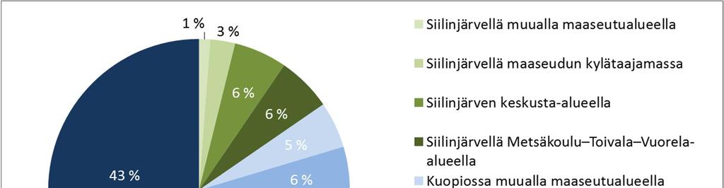 Vastaajista 85 % oli Kuopiosta ja 15 % Siilinjärveltä. Kuopion keskusta- tai lähiön rivi- tai kerrostaloalueilla asui vastaajista 60 %.