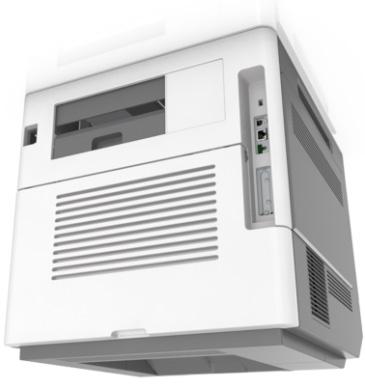 Tulostimen lisäasennus 28 Lisälokeroiden asentaminen VAARA LOUKKAANTUMISVAARA: Tulostin painaa yli 18 kg, ja sen turvallinen siirtäminen edellyttää kahta tai useampaa asiantuntevaa henkilöä.
