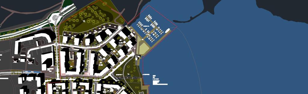 Niemenrannan alueen arkkitehtimallit on esitetty kuvassa 5 (Sketchup-ohjelman näkymä ja alueen CAD-kuva). Rakennuskannan korkeus alueelle on melko yhtenevä noin 16 20 m. Kuva 5.