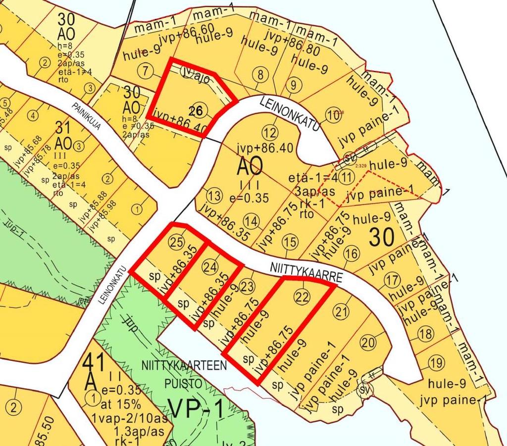 Kuopion kaupunki Kokouskutsu 5/2017 2 (2) Tontit on osoitettu asemakaavassa erillispientalojen korttelialueeksi (AO). Tonteista yksi rajoittuu Niittylahteen.