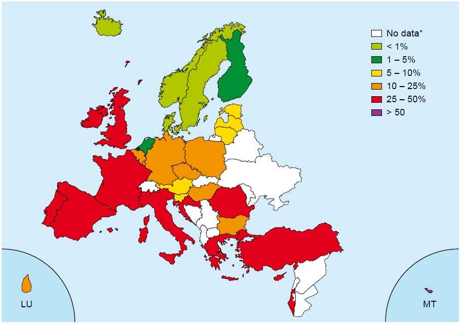 MRSA Epidemiologia Euroopassa