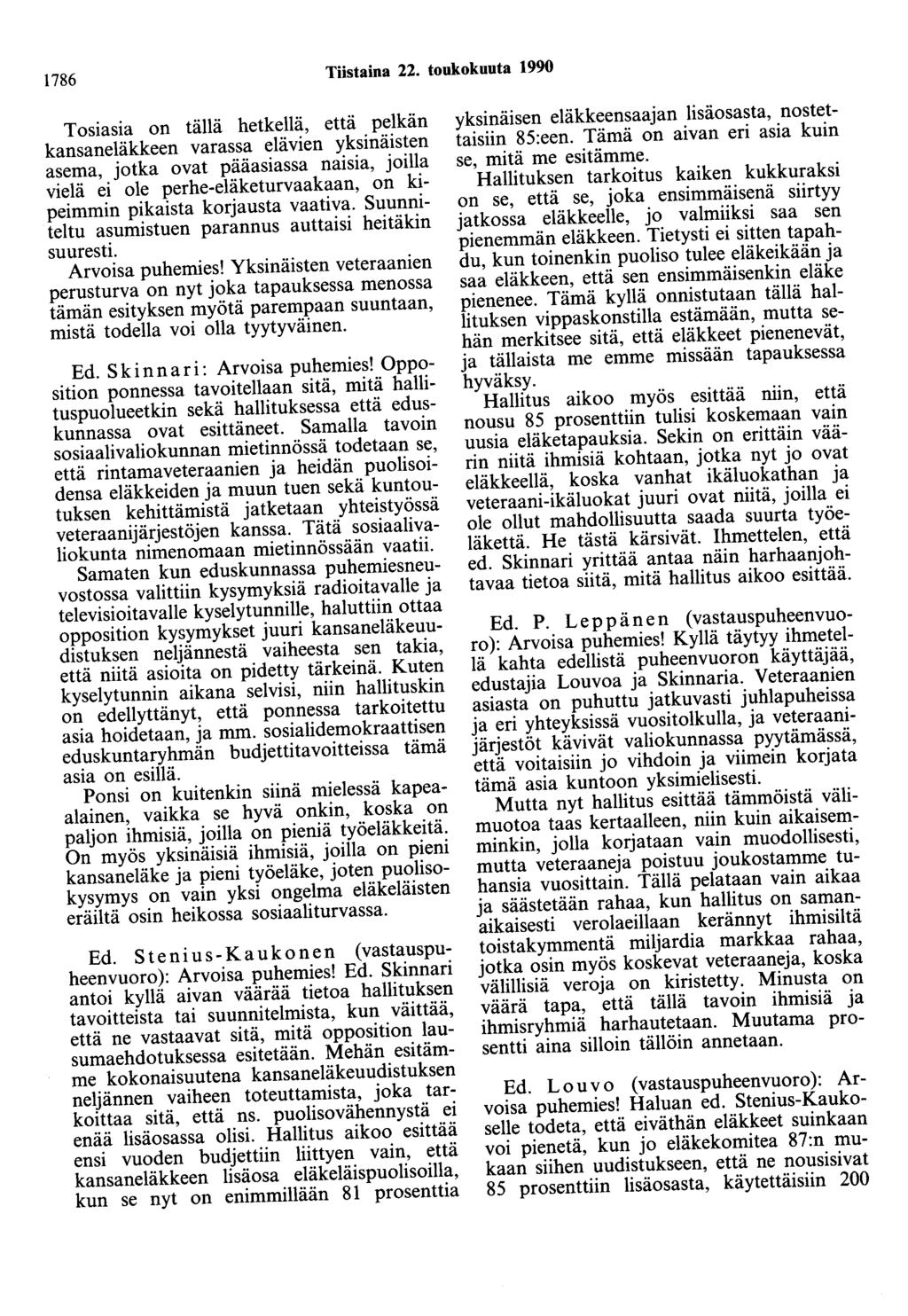 1786 Tiistaina 22.
